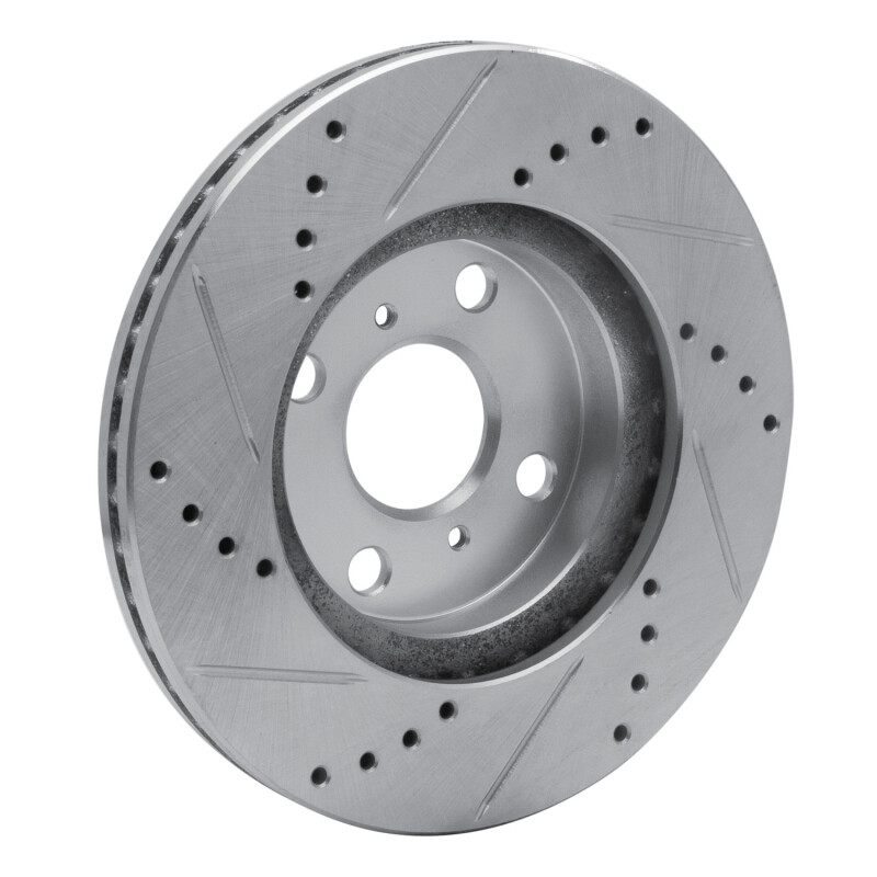 Scion XA Brake Rotor (1) - Front Right - R1 Concepts - Drilled & Slotted - Silver - `04-`06